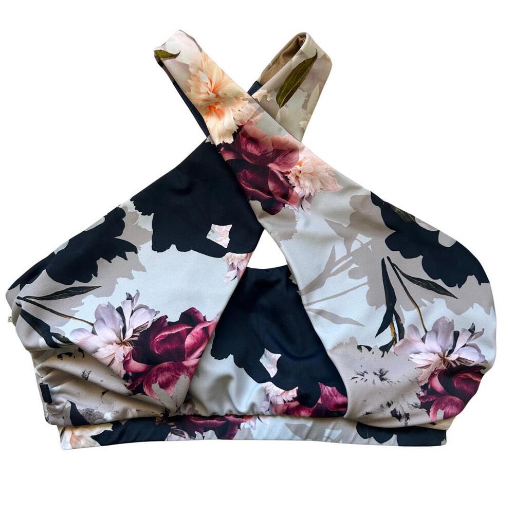 NWOT L'urv Floral Print Keyhole Sports Bra Size Medium